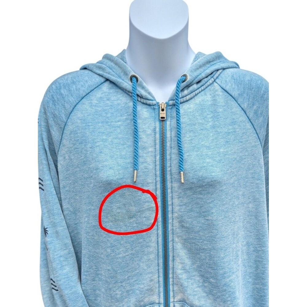 Roxy Light Blue Palm Block Graphic Zip Up Hoodie - Picture 4 of 5